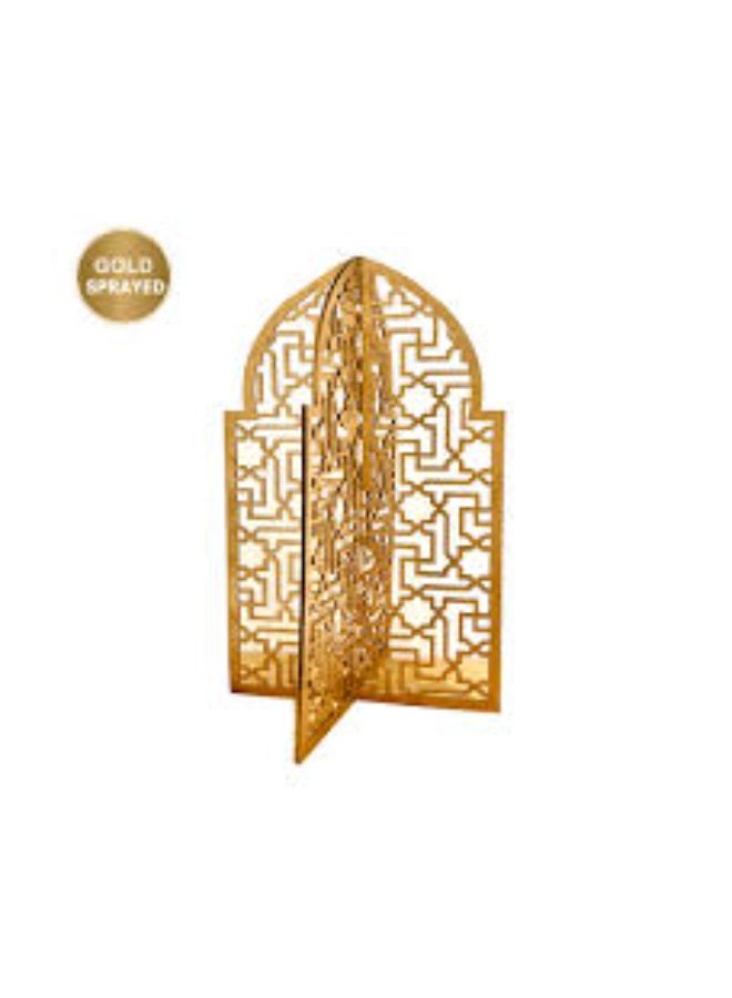 EMAAZZ LLC Islamic Geometric Wooden Folding Screen With Elegant Mosque Arch Design For Ramadan Home Decor Prayer Area Festive Decoration And Spiritual Interior Styling - Image 3